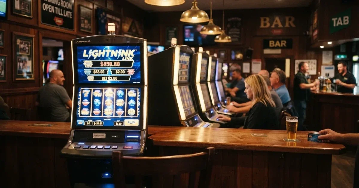 Electronic gaming machines inside a licensed pub in suburban Adelaide.