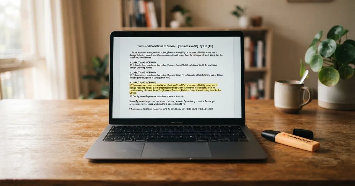 A laptop screen showing a terms-and-conditions page with wagering requirements highlighted.