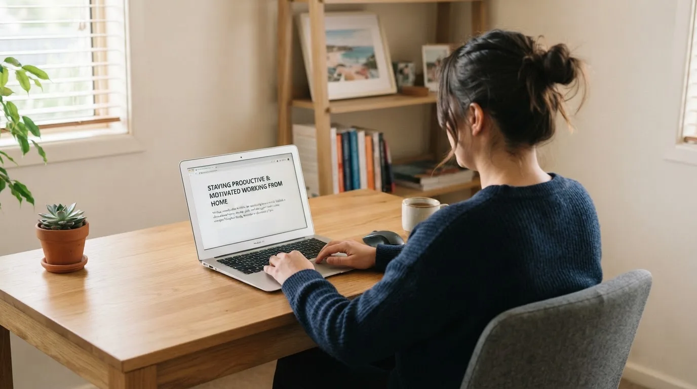 A person at a laptop reading a plain-language explainer article at a home desk.